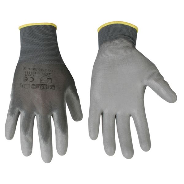 GUANTE NYLON C/RECUBRIMIENTO PU GRIS T/8