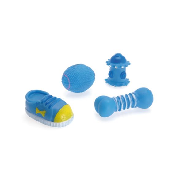 JUGUETES GOMA PERRO. 4 PIEZAS