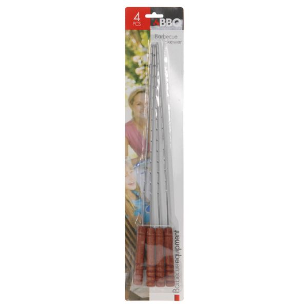 PINCHO MEDIANO BBQ MANGO MADERA 4 UDS.